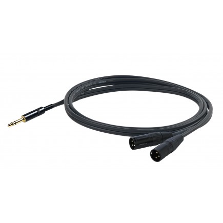 PROEL STAGE CHLP325LU3 CHALLENGE Series kabel wtyk Jack 6.3 stereo - 2x wtyk XLRm 3pin dł. 3m